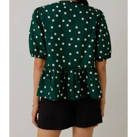 NEW SUNDAY EDITION junie polka dot blouse in green - Picture 2 of 2
